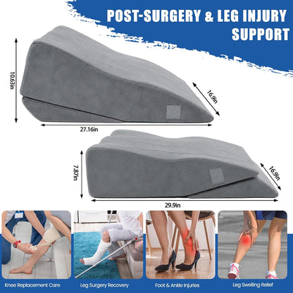 Adjustable Height Leg Elevation Pillows for After Surgery, Single Leg