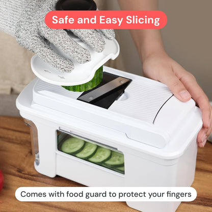 Fullstar Pro XL Vegetable Chopper & Mandoline Slicer w Pull-Out Catch Tray | 6 in 1 Veggie, Onion & Fruit Slicer, Dicer & Grater with Sharp Stainless Steel Blades - XL Food Prep Set (Black)