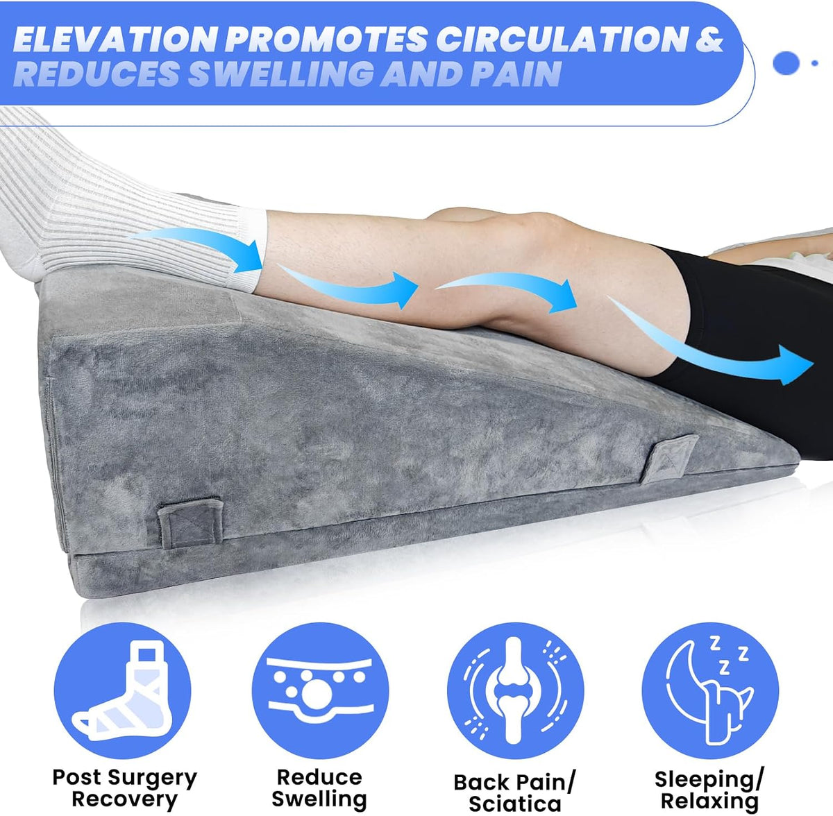 2 Adjustable Arc-Designed Leg Elevation Pillow for After Surgery – Knee Replacement Recovery Aid, Bone Foam Knee Surgery Pillow for Hip & Ankle Pain Relief