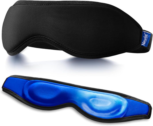 Contoured Cooling Gel Eye Mask: Ice Cold Compress for Puffy Eyes, Dark Circles, Sinus Pain & Surgery Relief, Reusable Therapy, Fits All Head Sizes, Daily Eye Care, Relaxation Beauty Gift, Blue