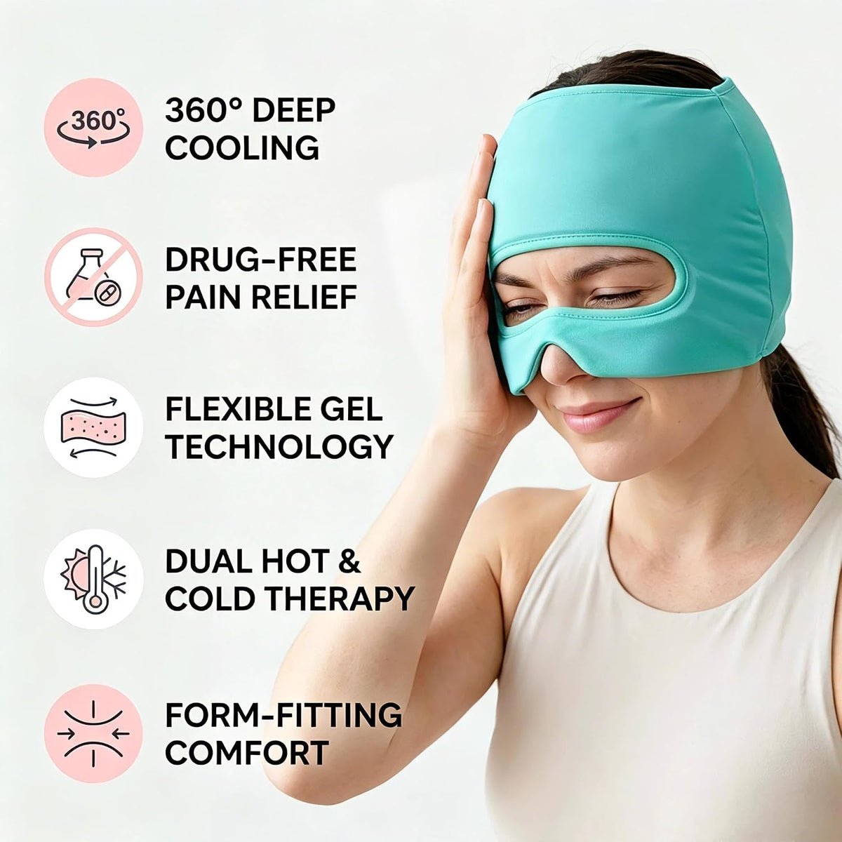 3-in-1 Migraine Relief Cap with Eye Holes