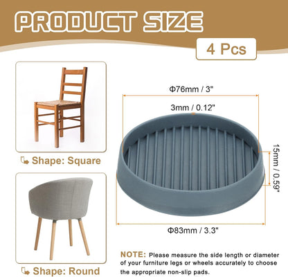 PATIKIL 4 Inch Rubber Furniture Pads, 4 Pack Non-Slip Furniture Coasters Round Anti Skid Caster Cups Furniture Feet Cup Floor Protectors for Bed Couch Stoppers, Brown