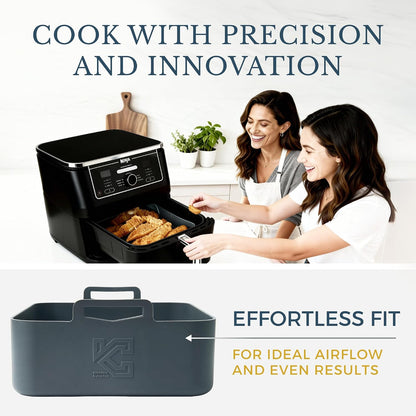 Silicone Air Fryer Liners for Ninja DualZone DZ401 10QT | Fits Ninja DZ201 DZ501 DZ550 & DoubleStack SL400 SL401. 2 Pack 2.63mm platinum silicone, LFGB certified, dishwasher safe