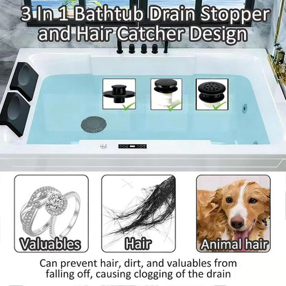 AzWzz Universal Tub Stopper Bathtub Drain Plug, Pop Up Tub Drain Hair Catcher, Drain Cover with Strainer, for 1-3/8 to 2in Bath Drain Hole