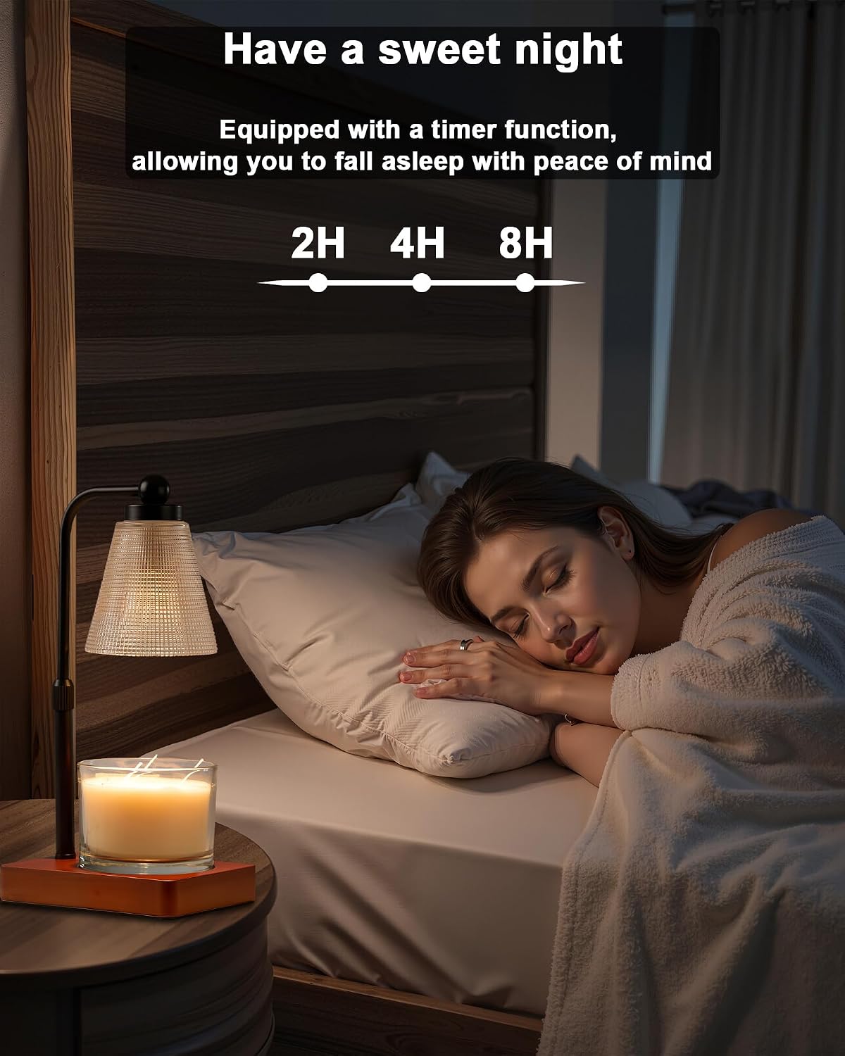 Candle Warmer Lamp with Timer, Dimmable, Adjustable Height, Oval | 2 bulbs included, no flame needed, 1-year warranty, farmhouse or modern decor, for bedroom, kitchen, living room, gifting