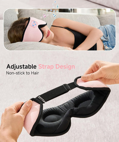 Voerou Sleep Mask with Bluetooth Headphones, Zero Pressure Wireless Sleeping Eye Mask, 100% Light Blocking Sleep Headphones for Side Sleepers, Suitable for Sleep Nap Travel, Cool Gadgets Unique Gifts