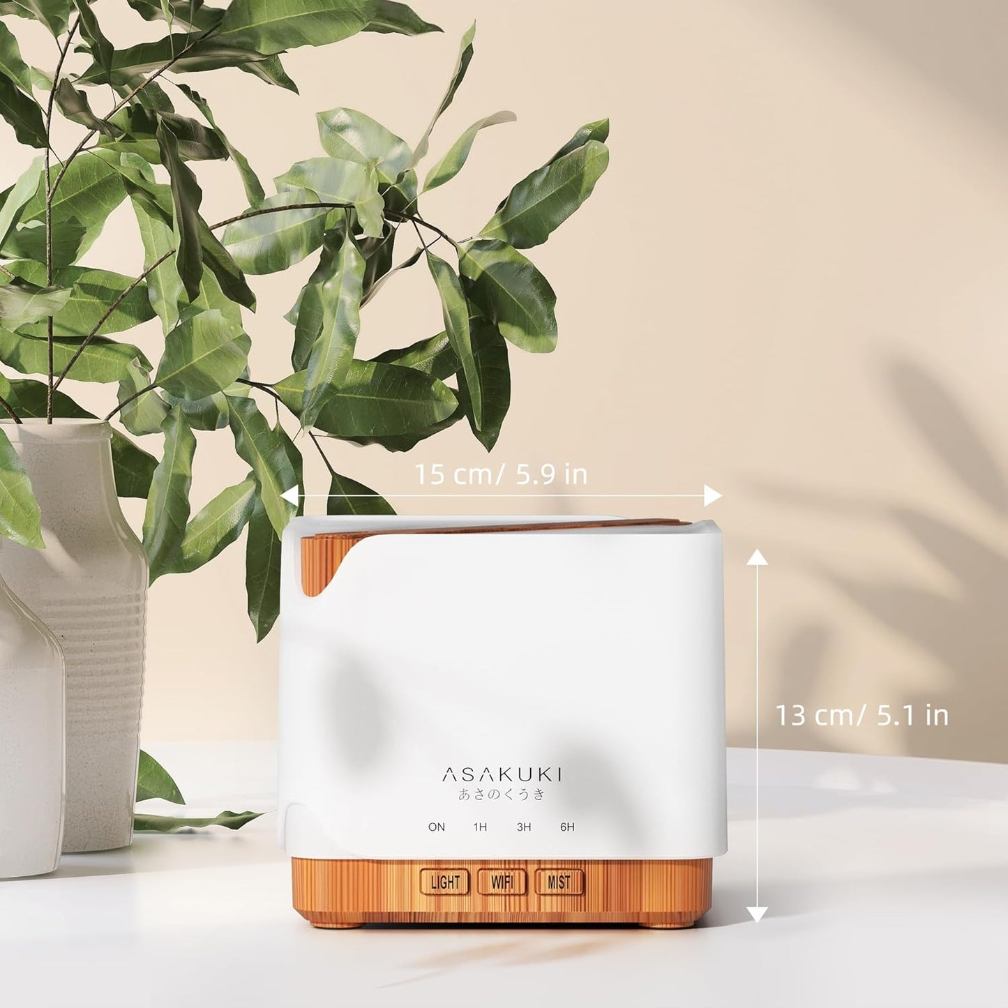 ASAKUKI Essential Oil Diffuser Smart WiFi Humidifier 700 ml | Easy Connect with Alexa and Google Home, Phone App & Voice Control, Customized Schedule Timers and LED Light
