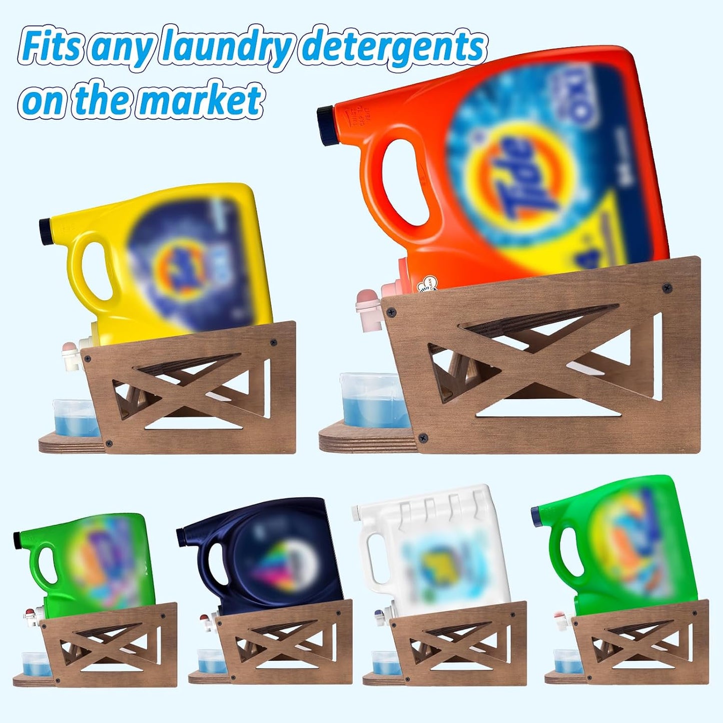 Laundry Detergent Holder,Can Hold 2 Bottles of Laundry Detergent,Holds up to 35 lbs.Wooden,Retro,Honourable (material:plywood)