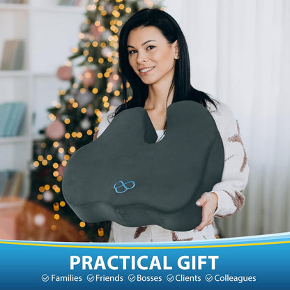 BlissTrends Memory Foam Seat Cushion for Office Chair & Car Seat, Black | 4.7in Ergonomic Tailbone & Sciatica Support with Removable Velvet Cover for Pressure Relief and Long Sitting Comfort