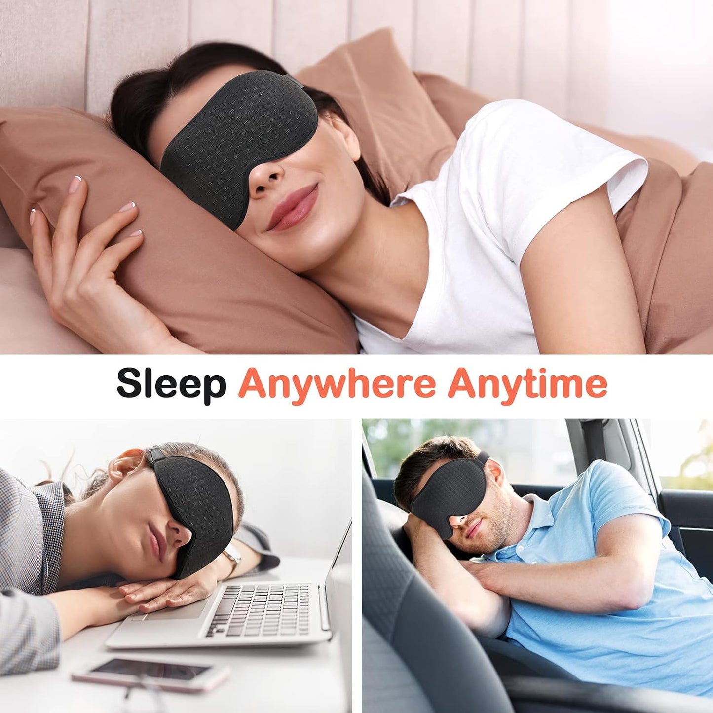 INNELO 3D Contoured Sleep Mask for Side Sleepers, 100% Light Blocking Sleeping Mask for Men & Women, Soft, No Pressure on Eyes, Airplane Blindfold for Travel, Night Eye Cover for Nap, Yoga, Grey