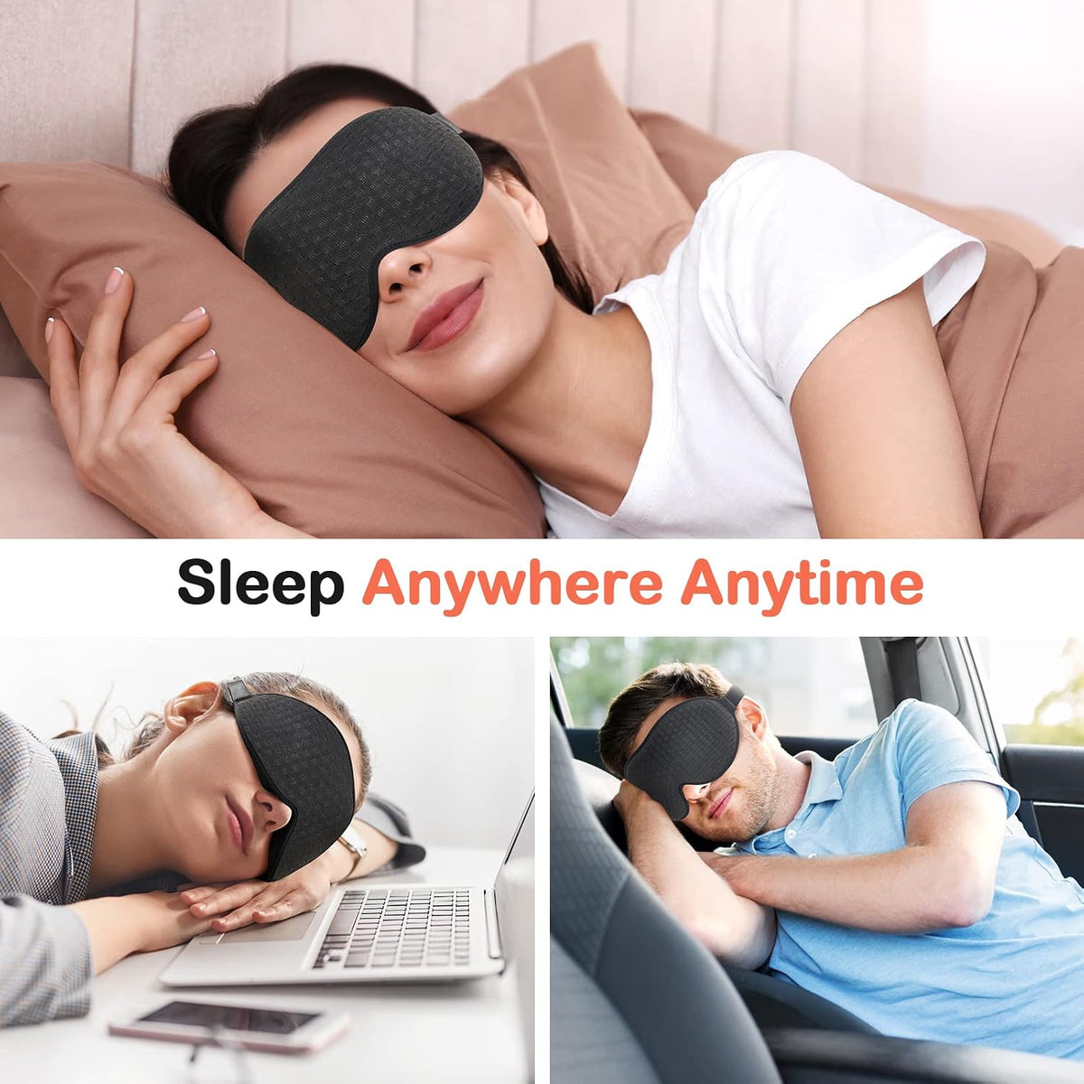 INNELO Sleep Mask for Side Sleeper, 3D Zero-Pressure, 100% Blackout, Nap