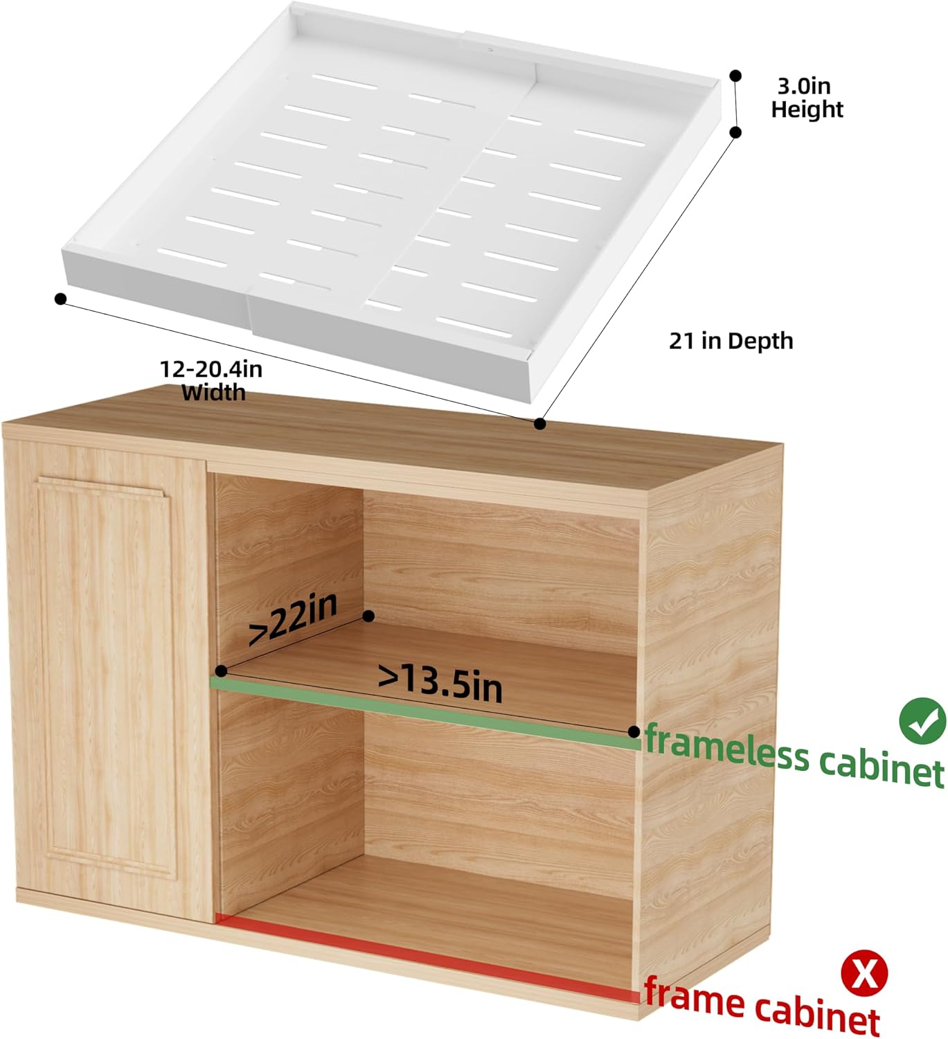 4 Pack Expandable Pull Out Cabinet Organizer | fixed by nano adhesive film,heavy duty sliding drawer,suitable for kitchen,pantry cabinet storage