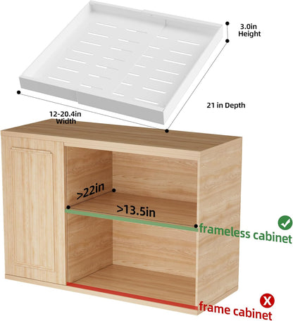 4 Pack Expandable Pull Out Cabinet Organizer | fixed by nano adhesive film,heavy duty sliding drawer,suitable for kitchen,pantry cabinet storage