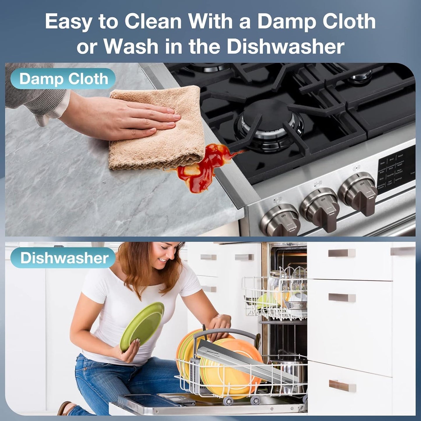 2PCS Kitchen Stove Counter Gap Covers Stainless Steel (13.8"-27.5" Black) | Cooktop Trim Kit, Stove Gap Guards, Oven Gap Filler, Easy to Clean, Heat Resistant & Effectively Protect Stove Gap Filler