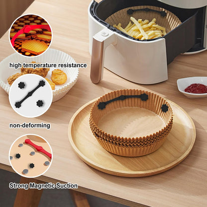 Air Fryer Magnets Silicone Buckle for Parchment Paper Liners, High-Temp Resistant Air Fryer Accessories, Safely Lock Paper from Heating Element or Covering Food, Prevent Burning (Red)