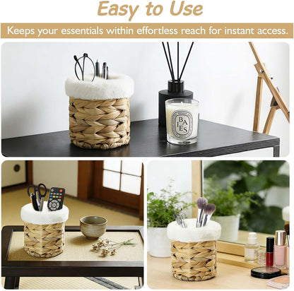 Water Hyacinth Plush Lined Glasses Holder Stand for Nightstand | Anti-scratch Eyeglass Holder for Kids,Protective Glasses Holder Case, Storage Organizer for Office Desk