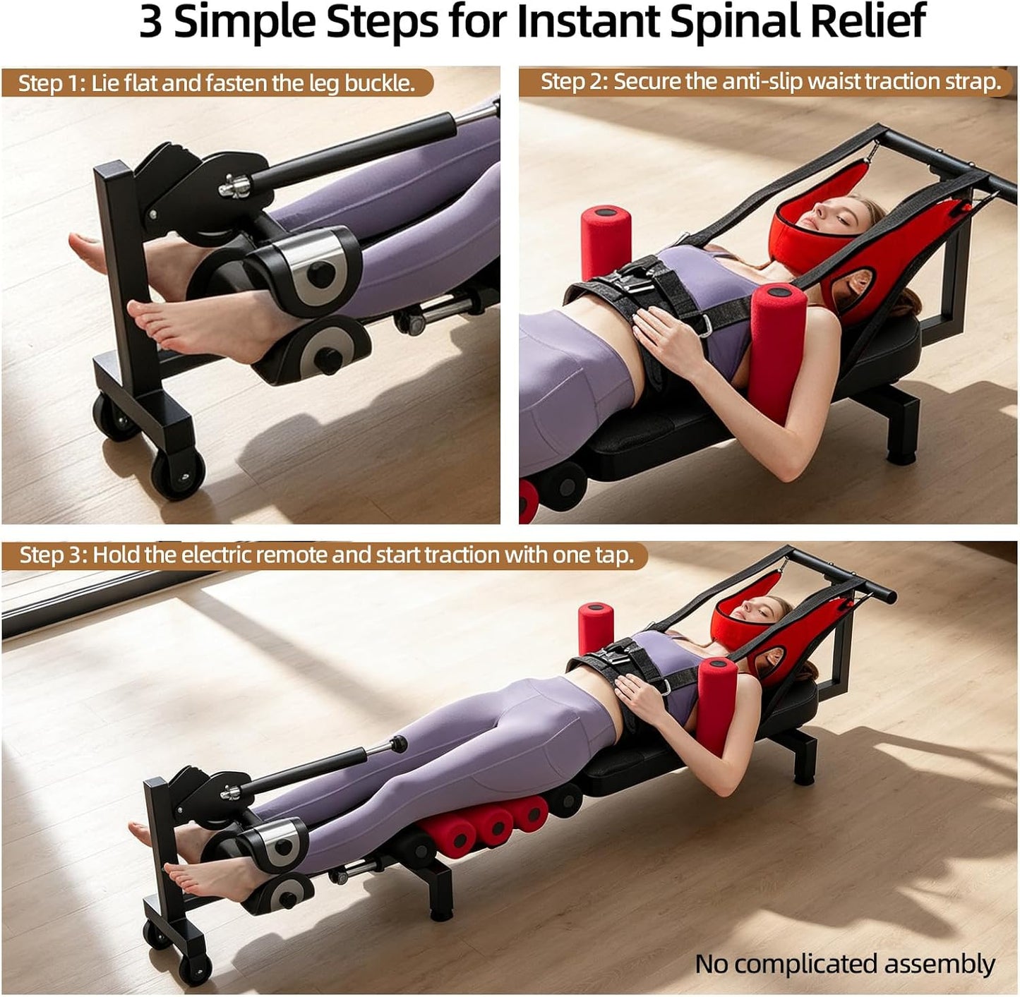 Motorized Spinal Decompression Table - Electric Back Traction Machine for Sciatica & Herniated Disc Relief, Professional Lumbar Stretching Device for Home Physical Therapy & Pain Management