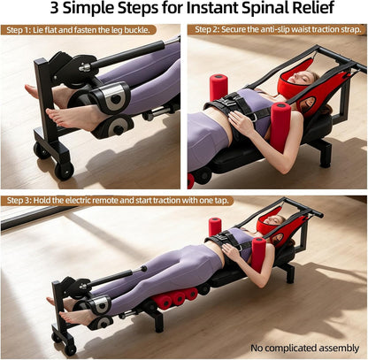 Motorized Spinal Decompression Table - Electric Back Traction Machine for Sciatica & Herniated Disc Relief, Professional Lumbar Stretching Device for Home Physical Therapy & Pain Management