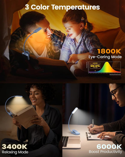 Glocusent 13 LED Book Lights for Reading at Night, Gifts for Book Lovers