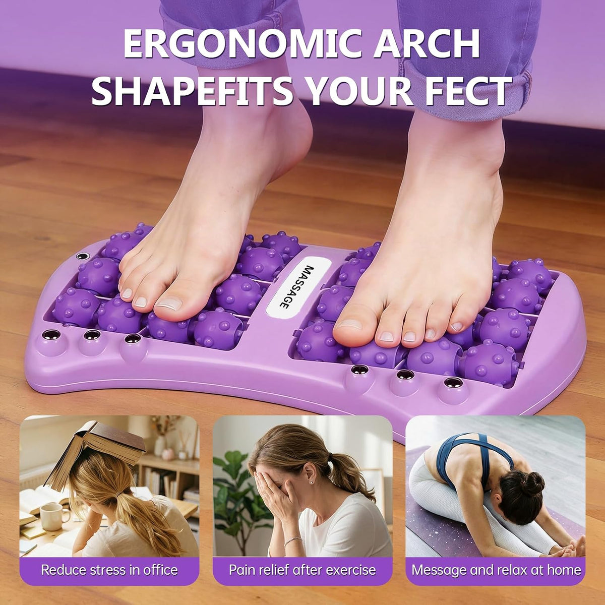 Foot Roller Massager for Plantar Fasciitis Pain Relief, Large Size Under Desk Feet Massage, Manual Acupressure Tool, Eases Pain & Cold Feet, Boosts Circulation, Split Portable & Washable