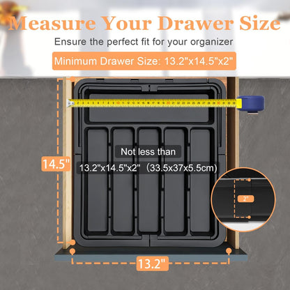 Large Silverware Drawer Organizer Expandable Kitchen Utensil Organizer BPA Free Flatware Cutlery Holder Tray Adjustable Plastic Drawer Divider Storage for Forks Knives 6-9 Slots White