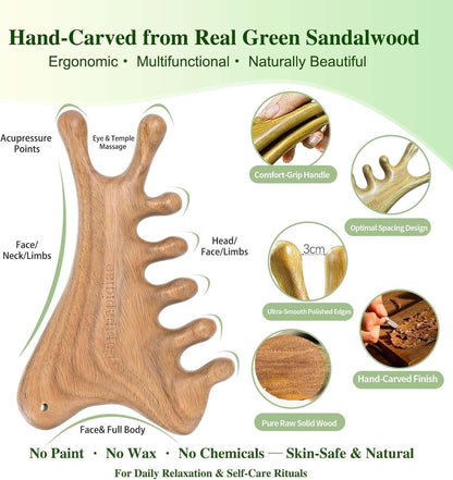 Wood Therapy Massage Tools – Wooden Manual Guasha Tool, Handheld Body & Scalp Massager, Trigger Point Scraper, Reflexology & Lymphatic Drainage Inspired Wooden Massage Tool for Face, Neck, Back & Legs