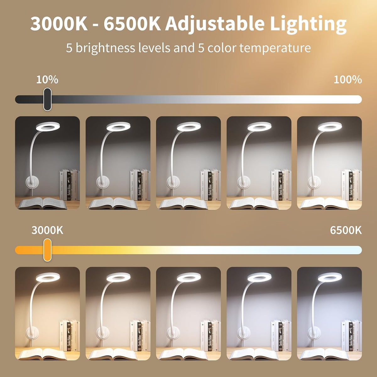 LED Neck Reading Light, Bendable Rechargeable Book Light 110-hr Lasting