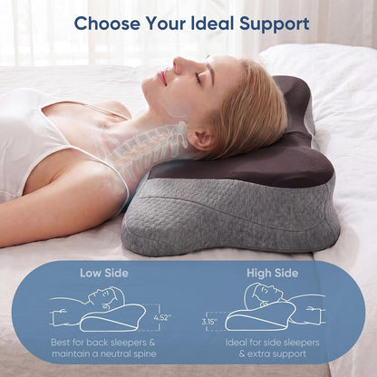 Sweetcrispy Cervical Pillow for Neck Pain Relief, Cooling Memory Foam