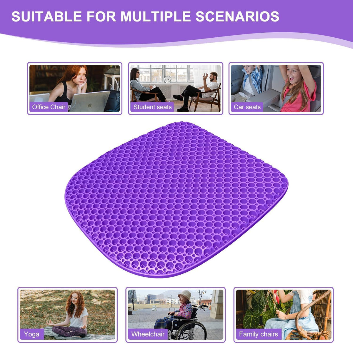 Gel Seat Cushion for Long Sitting Seat Pad For Car Office Chair Wheelchair