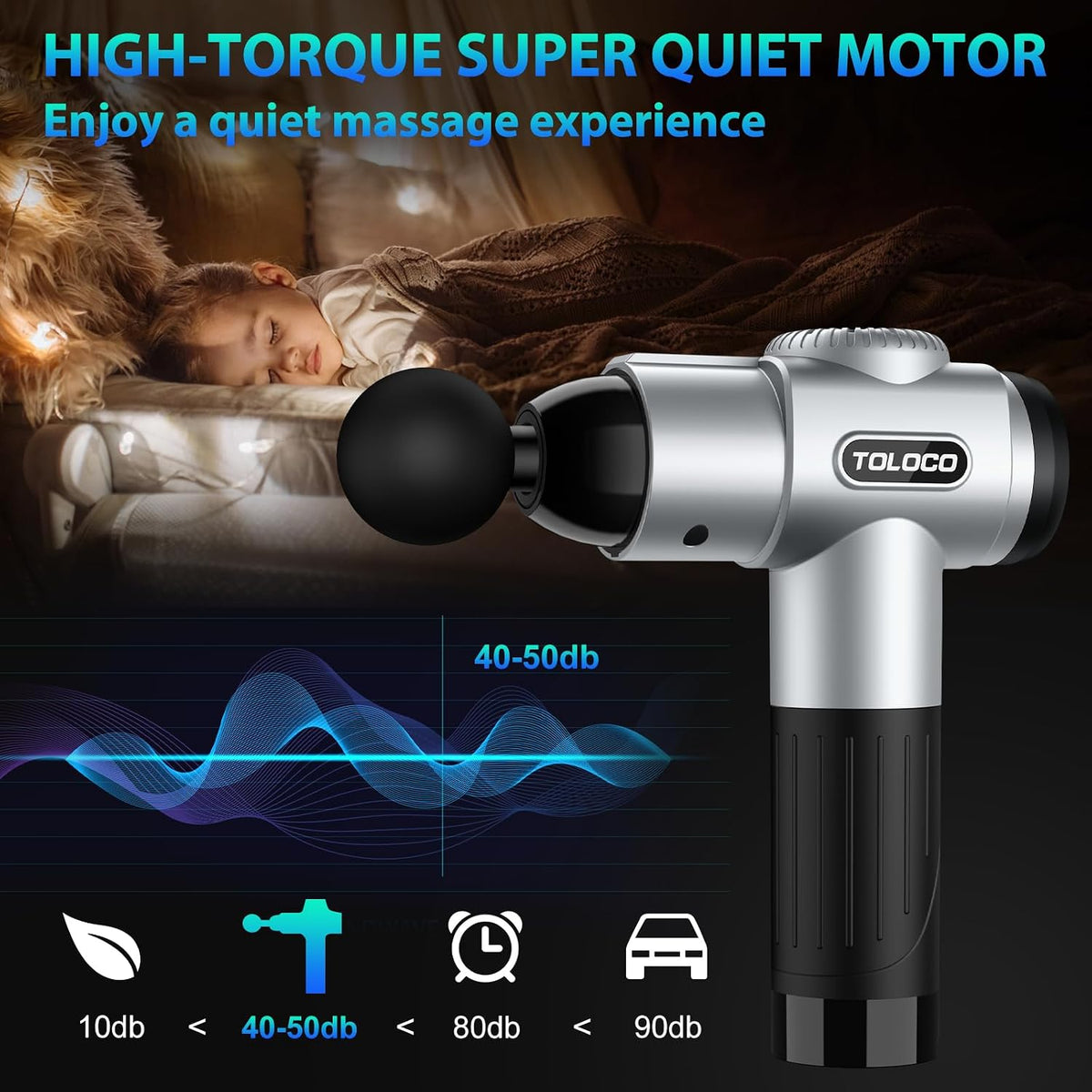 TOLOCO Massage Gun, Deep Tissue Back Massage for Athletes for Pain Relief, Percussion Massager with 10 Massages Heads & Silent Brushless Motor, Fathers Day Dad Gifts, Carbon