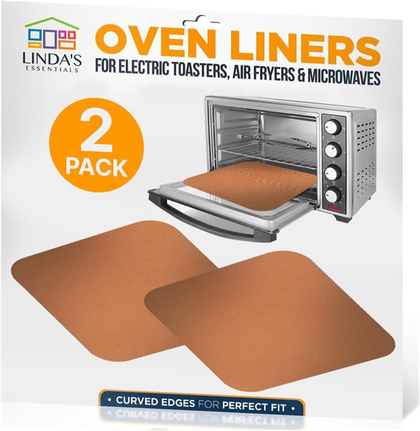 Toaster Oven Liners for Bottom of Oven (4 Pack) Reusable Non-Stick Heat Resistant Toaster Liners, Compatible with Breville, Cuisinart, Black & Decker, Dash, and More - Air Fryer Liners 12"x12" (Black)