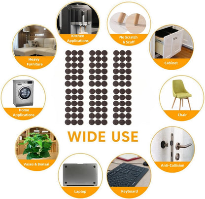 Felt Pads Small 3/8" Felt Pads for Cabinet Doors Bumpers, Cabinet Cushion Dots Felt Cabinet Door Stops, Self Adhesive Thick Bumper Pads to Protect Surfaces -Anti Scratch 234 Pcs Round Brown