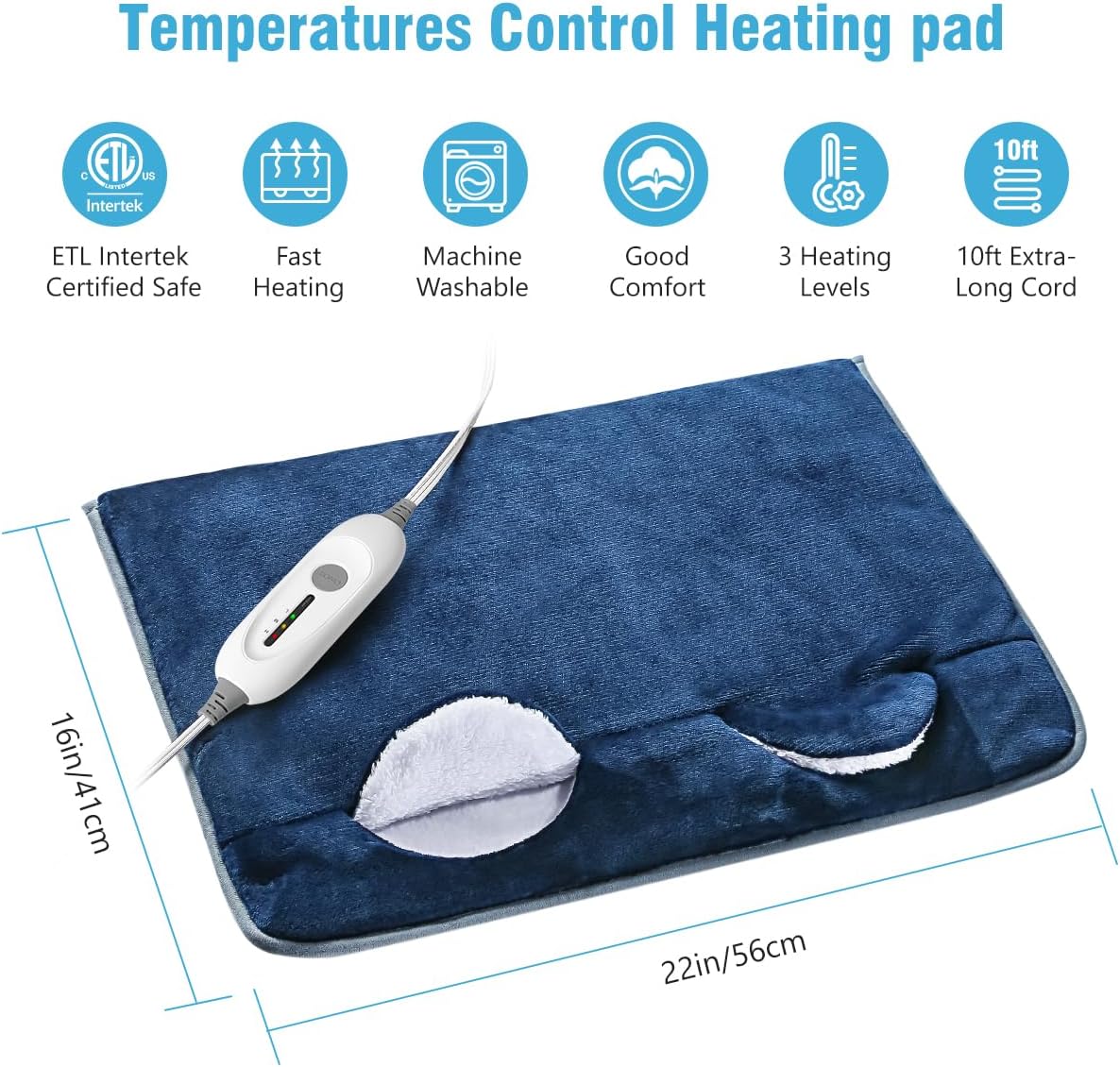 Electric Heated Foot Warmer Soft Flannel Foot Heater with 2h Auto Off & 3 Heat Levels Full Body Use Heating Pad for Feet, Abdomen, Cramps, Pain Relief Pocket Design 16" x 22" Light Grey