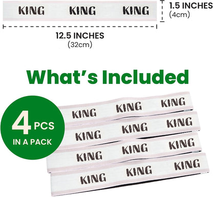 ECOHomes Bed Sheet Organizer Label Bands (King 4PCs Pack, Cream) | Storage Size Label Bands, Bed Sheets Set Organizers, Linen Closet Organization, Elastic Bedding Band, for Organizing Bedsheet