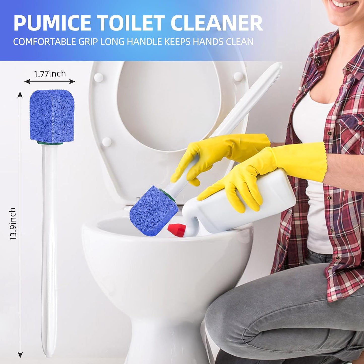 Pumice Stone Toilet Cleaner with Long Handle Pumice Stone Toilet Bowl Cleaner Rust and Grease Stain Clean Suitable for Toilets Bathroom Sink,BBQ 2Handle and 10Pumices Stones(Gray)