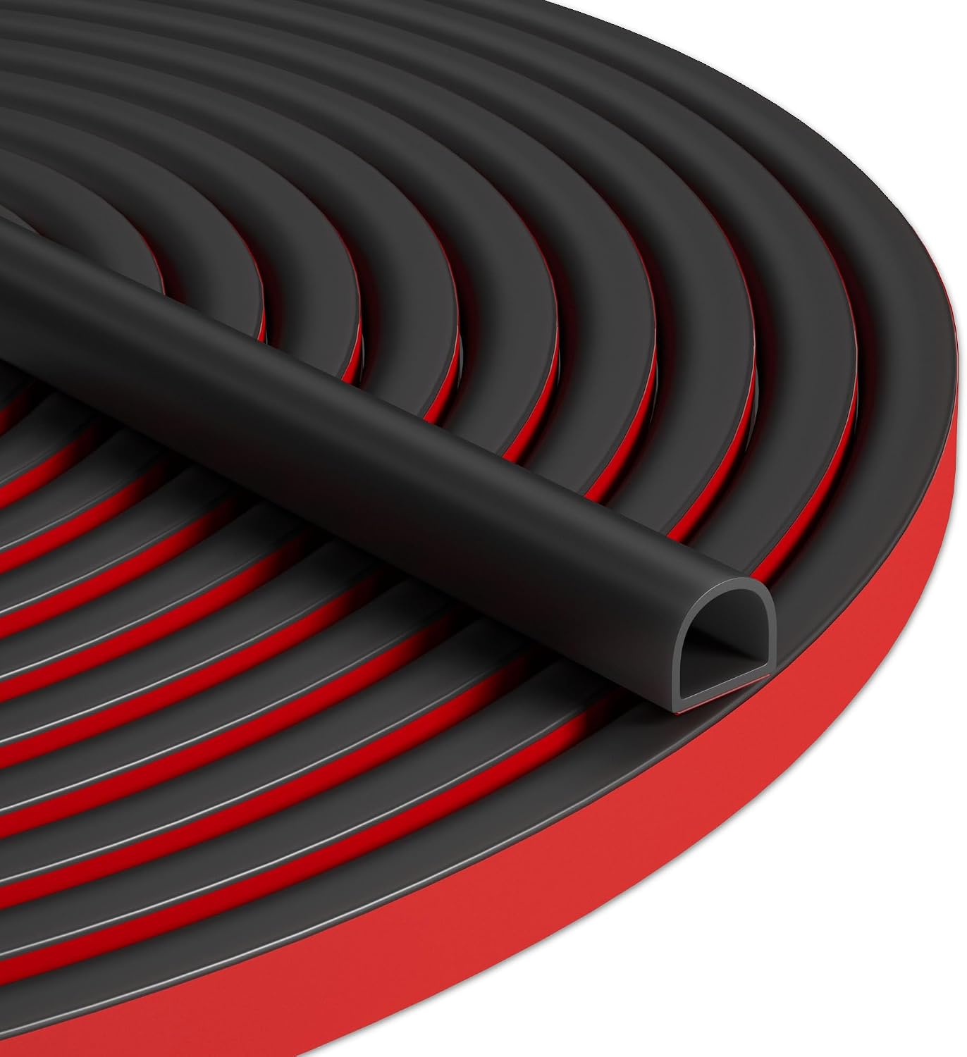 20FT Weather Stripping Door Seal, Self-Adhesive Silicone D-Shaped Seal Strip for Door Frame & Window Gaps, Soundproof Insulation Gap Filler