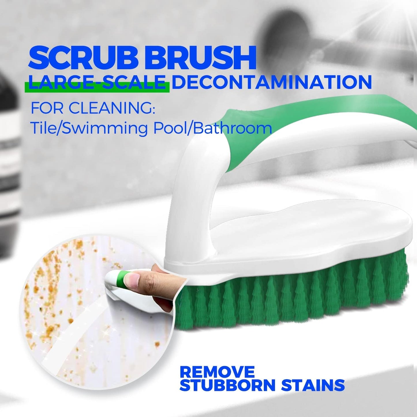Holikme 7 Pack Cleaning Brush Scrub Brush Kitchen Brush for Floor,Green | Deep Cleaning Brush Set, Scrub Pads with Scraper Tip for Pool Walls, Bathroom, Grout, Floor, Bike, Tub, Shower