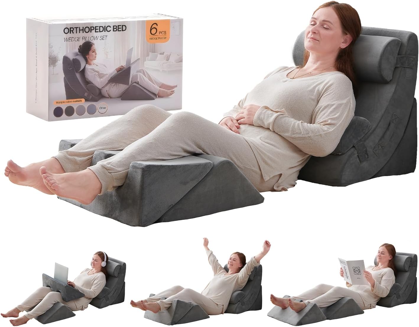 Axelrod Orthopedic Bed Wedge Pillow Set, Post Surgery Foam for Back, Neck and Leg Pain Relief Comfortable & Adjustable Ortho Pillows- Anti Snoring, Heartburn, Acid Reflux & GERD Sleeping Navy