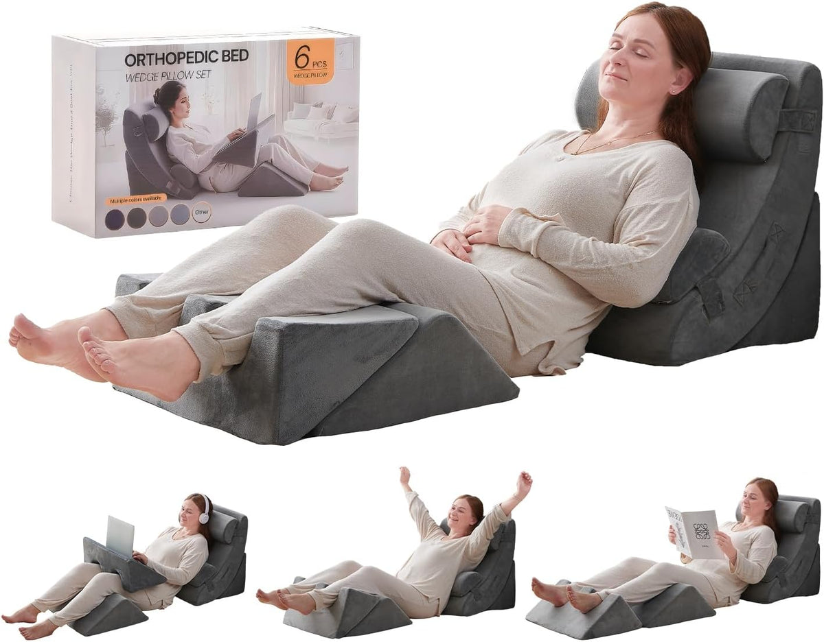 Axelrod Orthopedic Bed Wedge Pillow Set, Post Surgery Foam for Back, Neck and Leg Pain Relief Comfortable & Adjustable Ortho Pillows- Anti Snoring, Heartburn, Acid Reflux & GERD Sleeping Navy
