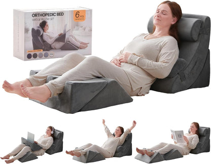 Axelrod Orthopedic Bed Wedge Pillow Set, Post Surgery Foam for Back, Neck and Leg Pain Relief Comfortable & Adjustable Ortho Pillows- Anti Snoring, Heartburn, Acid Reflux & GERD Sleeping Navy