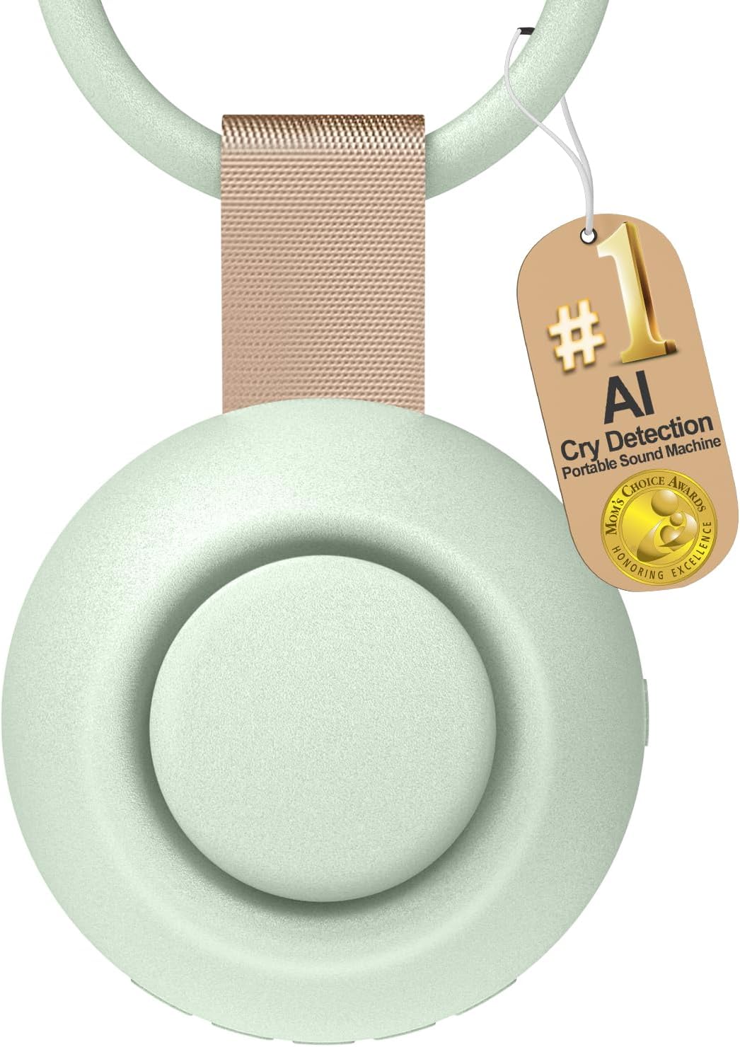 CHICWAY Portable Sound Machine with AI Cry Detection for Baby Adult, Gray | 2026 Mom's Choice Awards, 18 Soothing Sound, Bluetooth Rechargeable White Noise Machine for Home Office, Nursery Light