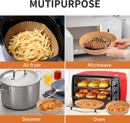 Air Fryer Liners Disposable Paper,100Pcs Parchment Paper Liners,Non Stick Airfryer Paper Liners,Food Grade Air Fryer Accessories WaterProof OilProof for Microwave Oven Steamer 6.3inch Square