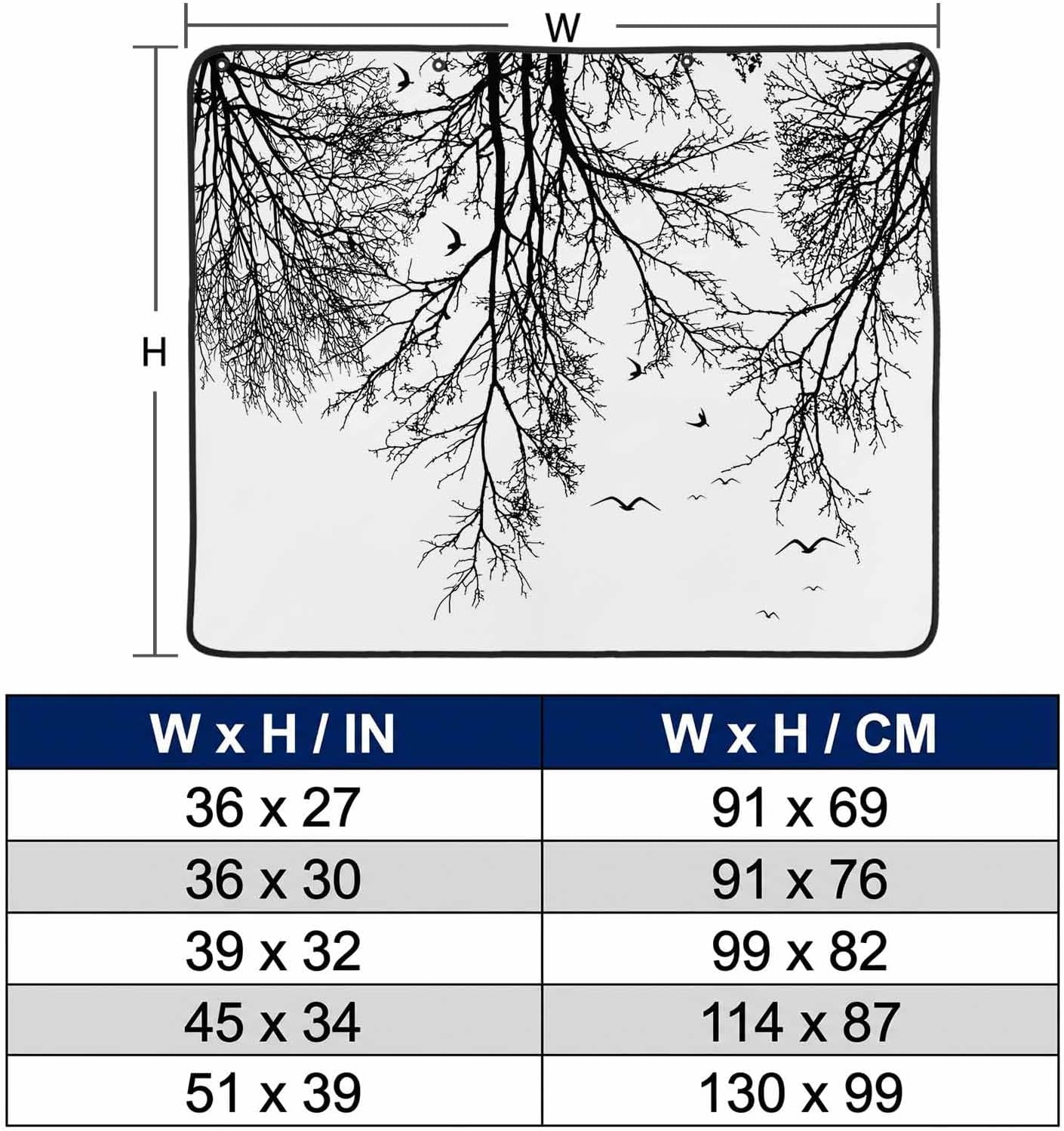Magnetic Fireplace Cover Tree Branches Bird Fireplace Screen Decorative Brown Black Twigs Deadwood Insulation Fireplace Blocker Save Energy Fireplace Draft Stopper Covers for Living Room 45x34 Inch