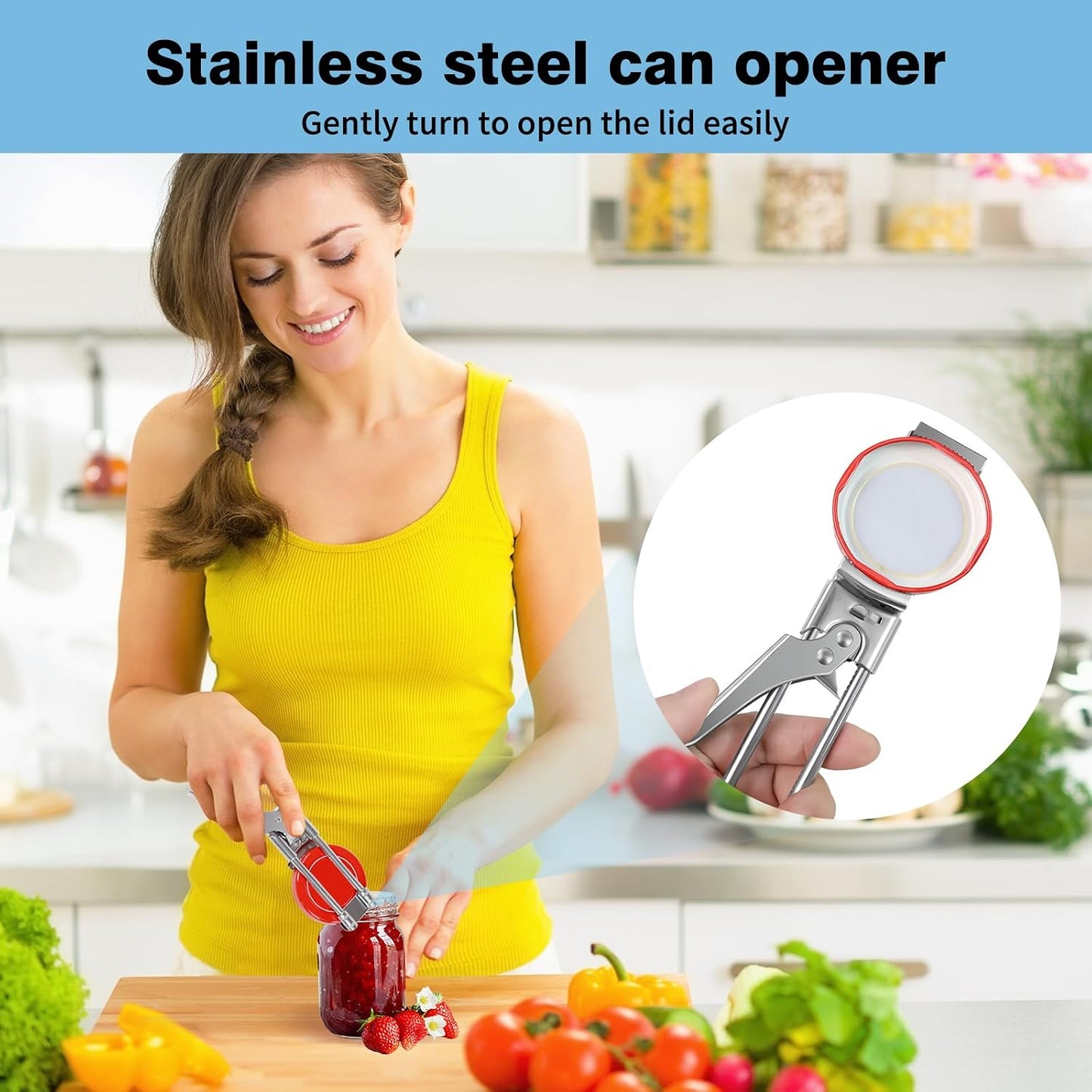 Bottle Opener & Jar Opener,Adjustable Stainless Steel Can Opener | Jar Opener,Bottle Opener,Can Opener,Jar Lid Opener Adjustable,Stainless Steel,Multifunctional Jar Lid Opener for Senior