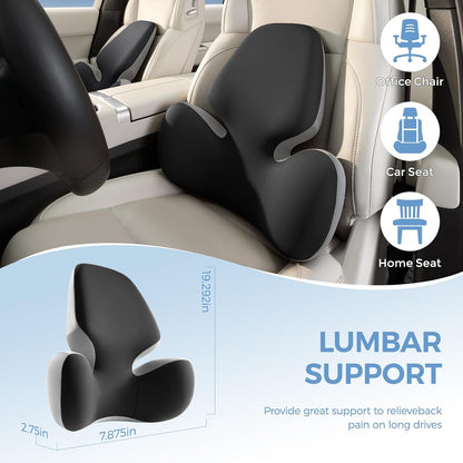 BEBAS Lumbar Support Pillow for Car, Memory Foam Back Cushion for Driving