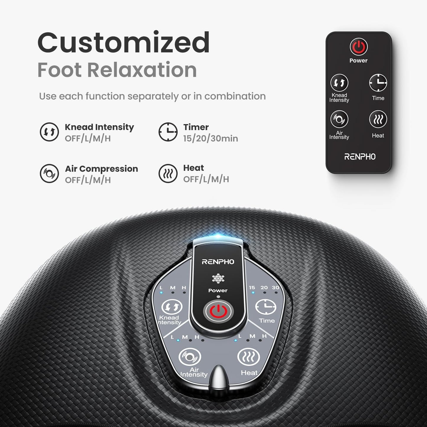 RENPHO Foot Massager with Heat, Birthday Gifts for Women, FSA Eligible HSA | Exclusive Pressure Monitoring Tech, Cordless Remote, 3 Heat & Compression Levels, NTC Temperature Control Tech, Up to Size 12