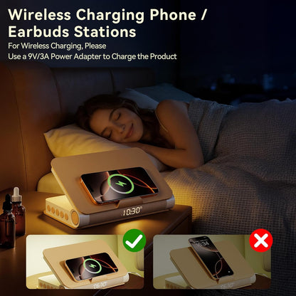 Vivilumens Speaker Bluetooth Wireless Charging 5 in 1 Speaker Loud for Adults Teens Aesthetic Book Shape Sunrise Gentle Wake Up Light for Bedroom Decor Bedside Tech Gifts
