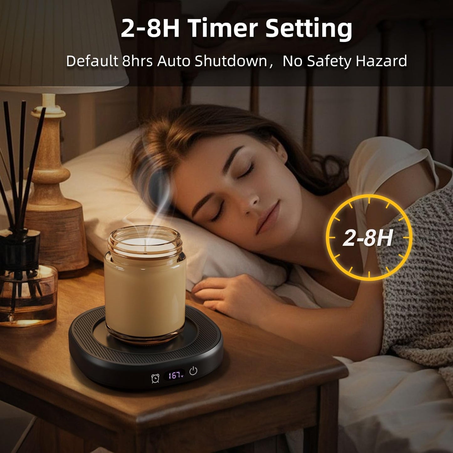 Coffee Mug Warmer Set Smart Heated Electric Tea Coffee Cup Warmer for Desk | Coffee Warmer with Mug Set, Beverage Candle Heater, 4 Temperature Control 8 Hours Auto Shut Off, Coffee Gifts for Men Office