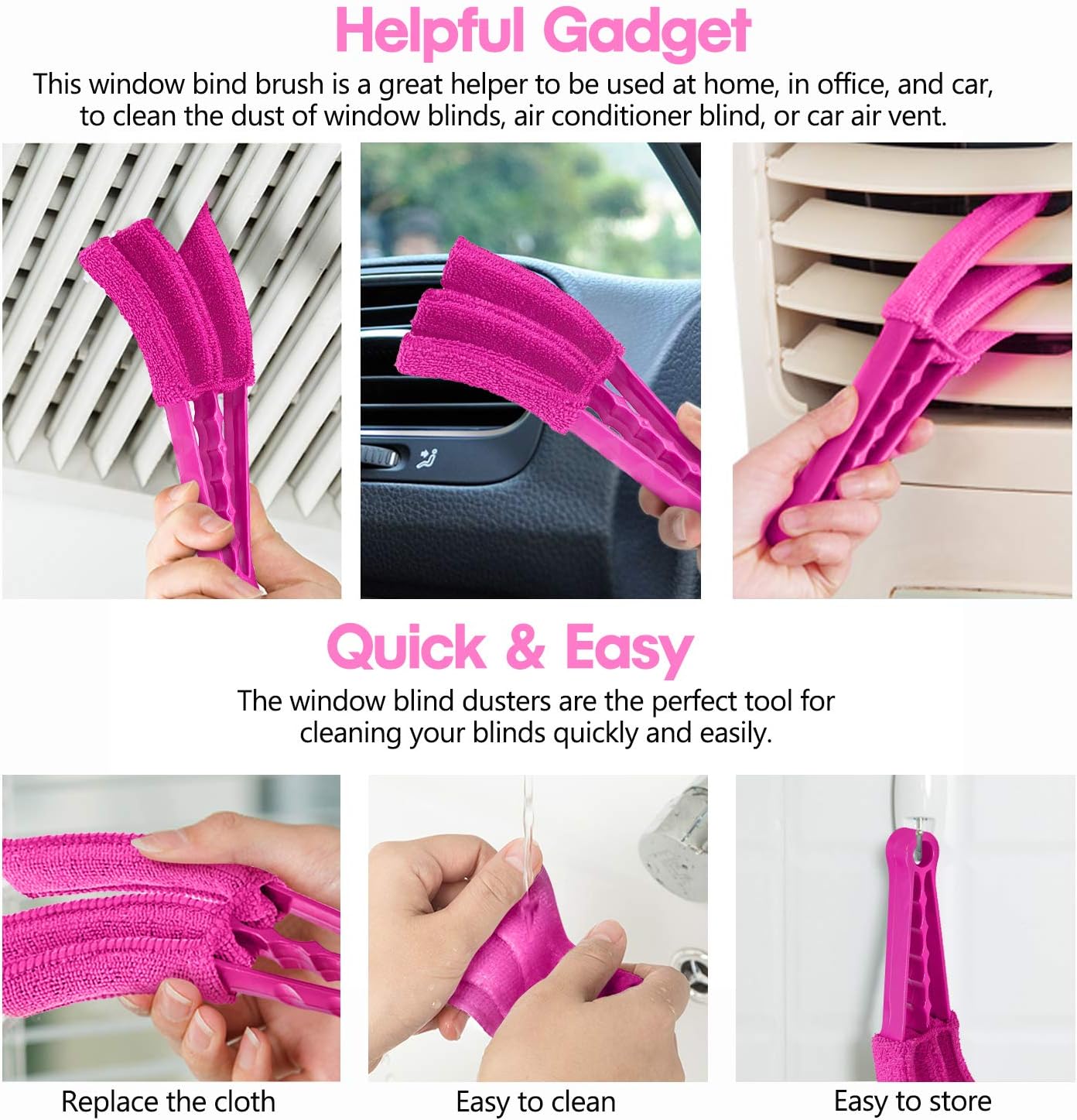 Hommtina 3 Pcs Air Conditioner Condenser Fin Comb/Cleaning Brush, Coil Cleaner Whisk Brush with Window Blinds Brush Dust Cleaner for Refrigerator Evaporator Radiator