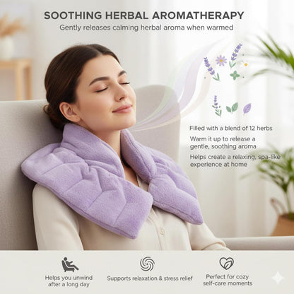 Herbal Concepts Neck Heating Pad & Shoulder Wrap | Microwave Heating Pad with 12 Herbs Aromatherapy| Cordless Heating pad, Blue